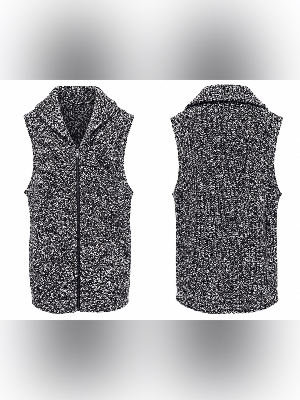 Eileen Fisher 2X Yak Merino Wool Chunky Knit 2-Way Zip Sweater Vest